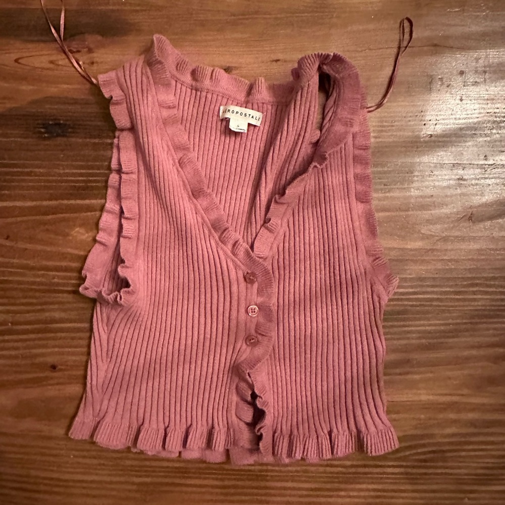 Pinky vest sweater ribbed top!